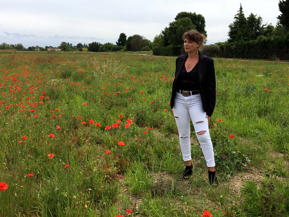 Noir et blanc- champs de coquelicots